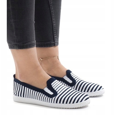 Tmavě modré pruhované tenisky XJ-2909 bílý námořnická modrá 1