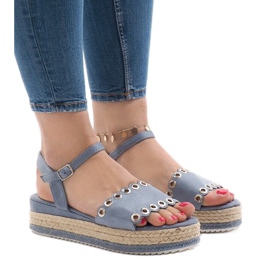 Modré sandály na platformě 99-46 modrý 1 Modré sandály na platformě 99-46 modrý 1