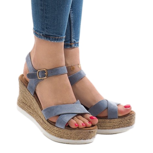 Modré klínové sandály XL104 modrý 1