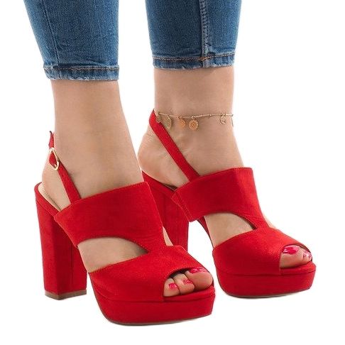 Červené sandály na sloupku JS-8001 1