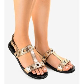 Klínové sandály na šampaňské A-88 zlatý 1 Klínové sandály na šampaňské A-88 zlatý 1