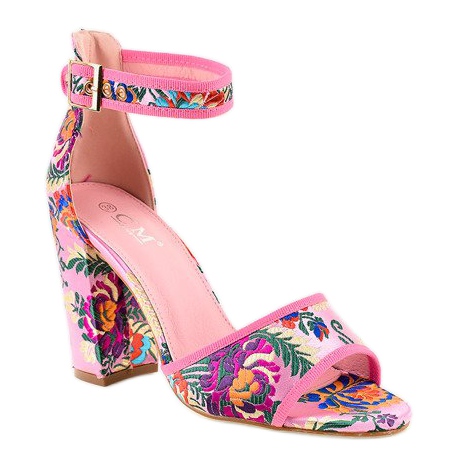 Růžové sandály na sloupku 77-14 růžový 1