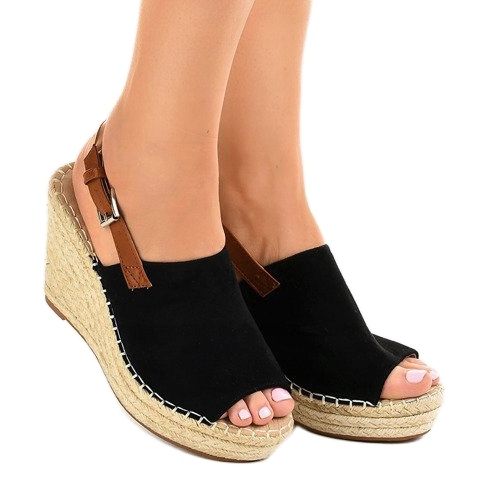 Černé klínové sandály KA-20 espadrilles černý 1