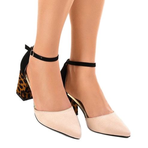 Béžové semišové vysoké podpatky FR276 hnědý černá 1 Béžové semišové vysoké podpatky FR276 hnědý černá 1