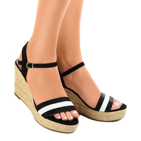 Klínové sandály espadrilky 9072 černý 1