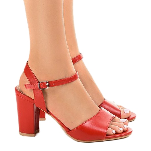 Červené otevřené sandály na sloupku FZ583 1