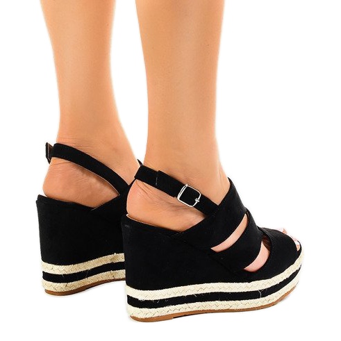 Černé espadrilky na klínové patě FG6 černý 1