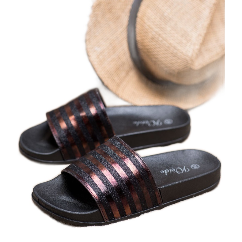 Weide Pantofle se třpytkami černá 2