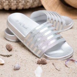 Weide Pantofle se třpytkami šedá 1