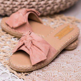 Forever Folie Semišové pantofle s mašlí růžový 1