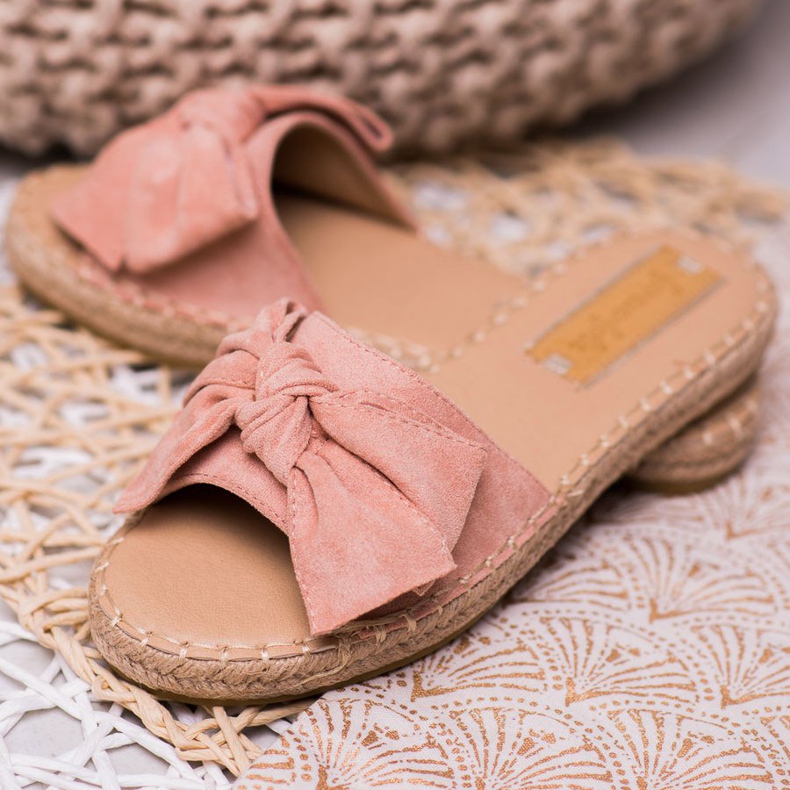 Forever Folie Semišové pantofle s mašlí růžový 1