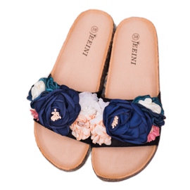 SHELOVET Černé pantofle se čtverci černý 2