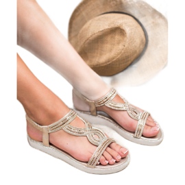 SHELOVET Nazouvací sandály na klínku žlutá 2