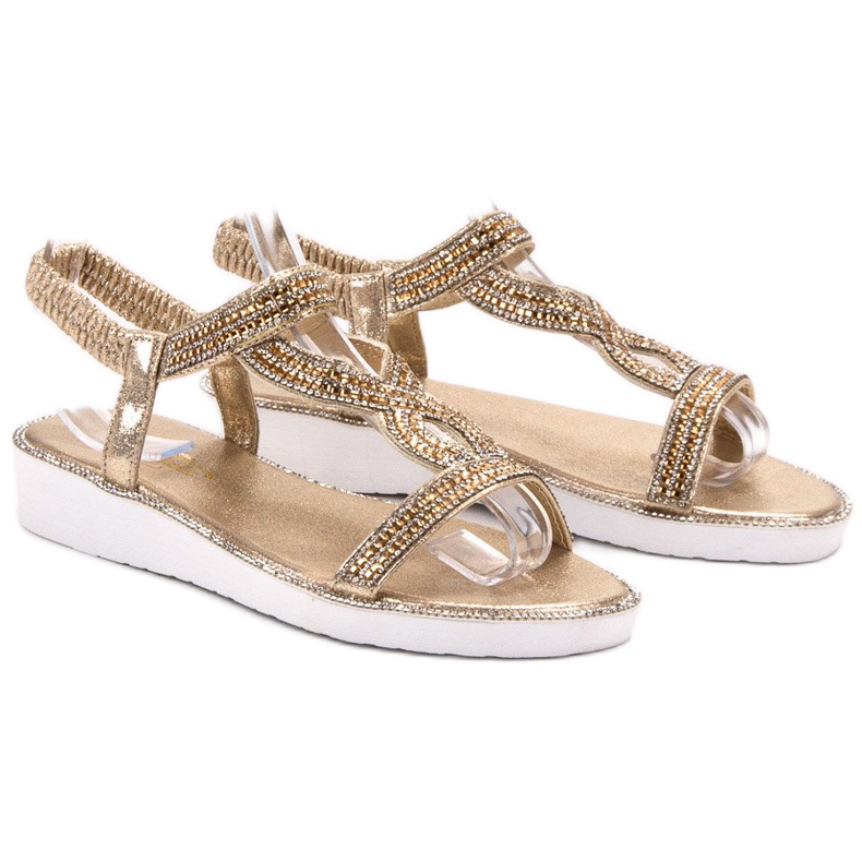 SHELOVET Nazouvací sandály na klínku žlutá 1