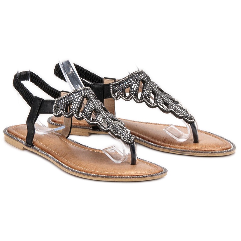 SHELOVET Žabky Sandály S Krystaly černá 1