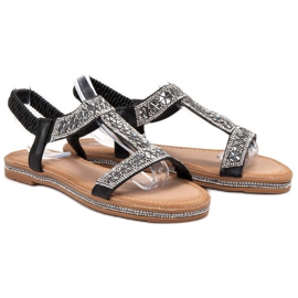 Bello Star Zdobené černé sandály černý 1