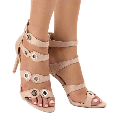 Béžové semišové vysoké podpatky 0631-3 béžový 2