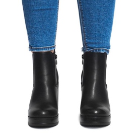 Boty na podpatku s elastickým X9098 černým 1