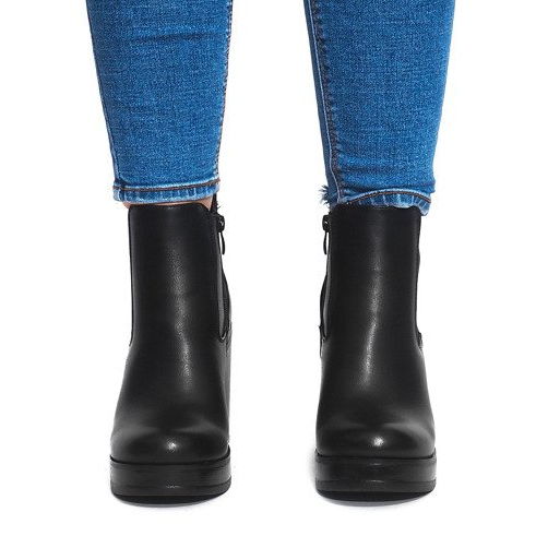 Boty na podpatku s elastickým X9098 černým 1