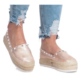 Šampaňské espadrilky na klínku Glam vícebarevný růžový 1