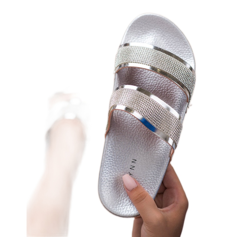 Erynn Stříbrné pantofle šedá 1