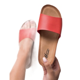 SHELOVET Pantofle Na Korkovém Klínku červené 1