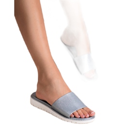Fashion Módní lesklé pantofle šedá 1