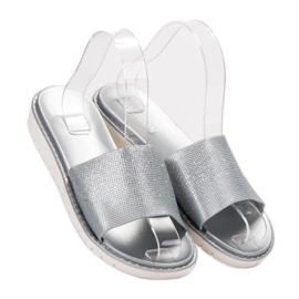 Fashion Módní lesklé pantofle šedá 3