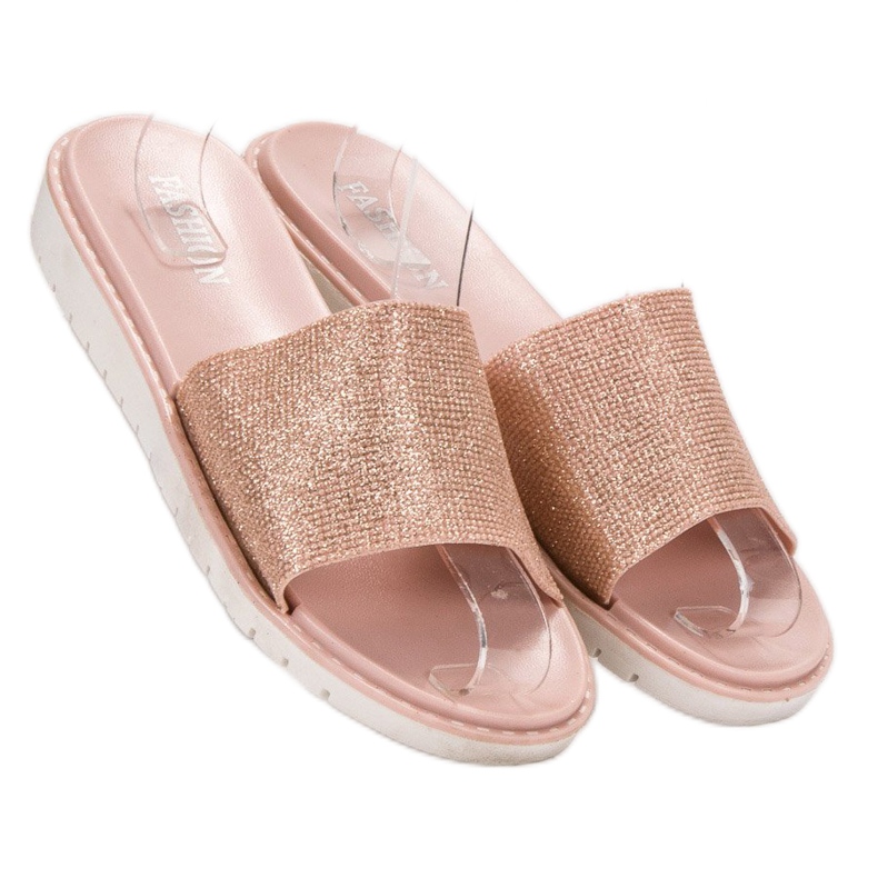 Fashion Módní lesklé pantofle hnědý 1 Fashion Módní lesklé pantofle hnědý 1