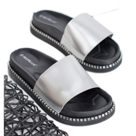 Bestelle Dámské stříbrné pantofle šedá 1