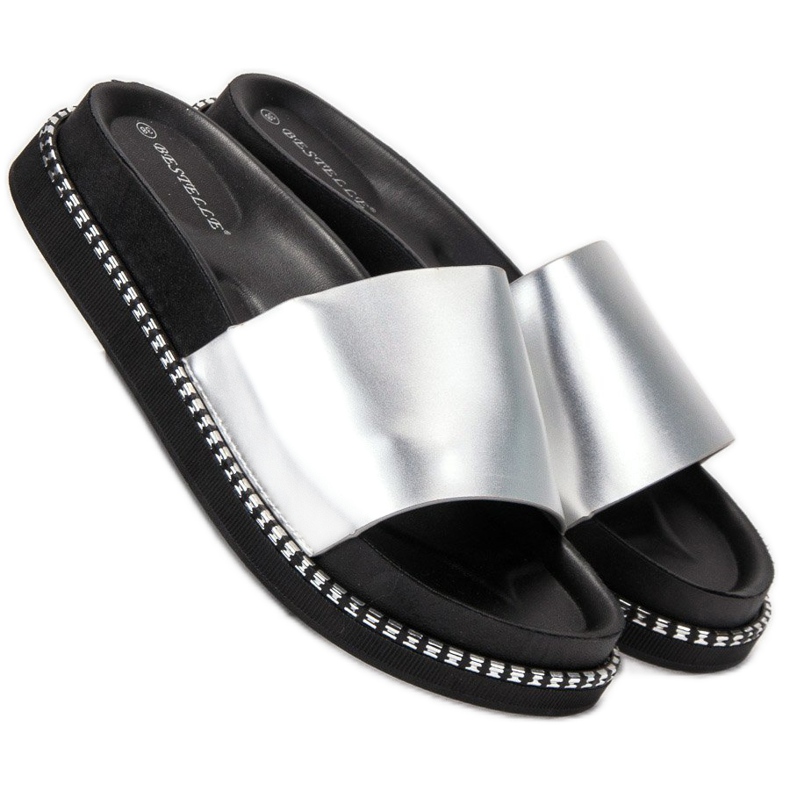 Bestelle Dámské stříbrné pantofle šedá 2