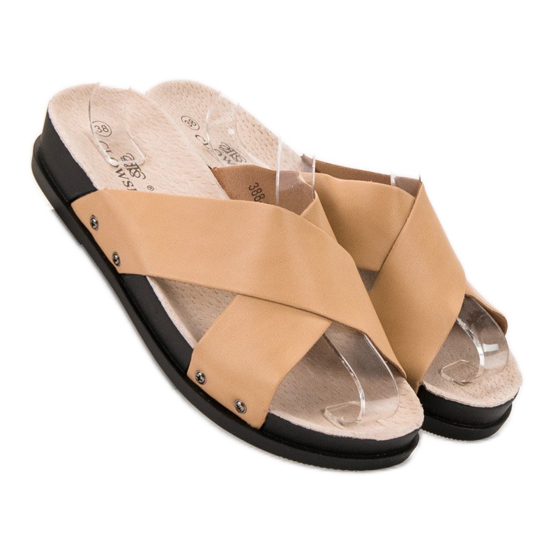 Clowse Béžové pantofle béžový 2