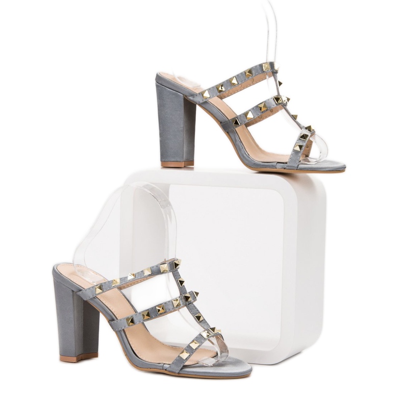 SDS Rockové sandály na vysokých podpatcích šedá 1