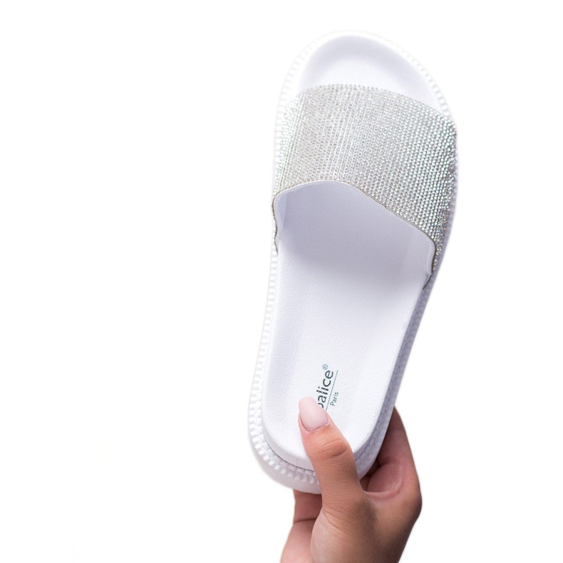 SHELOVET Pantofle S Krystaly bílý 2