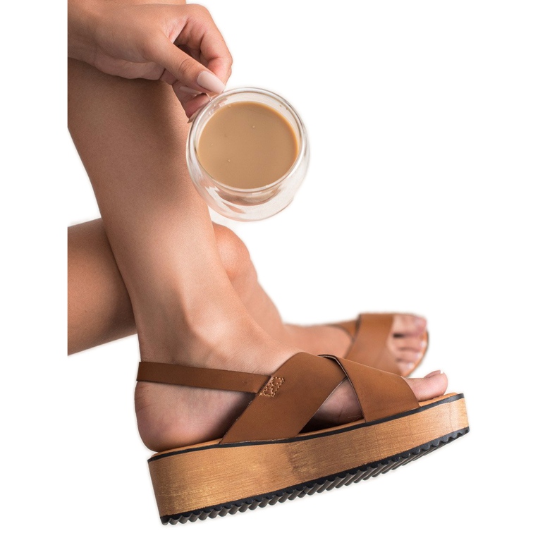 SHELOVET Sandály Na Platformě hnědý 2