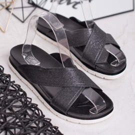 Emaks Černé pantofle se třpytkami černý 2