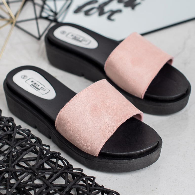 SHELOVET Sandály na klínku růžový 1