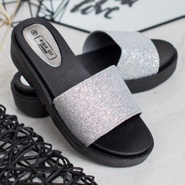 SHELOVET Gumové klínové pantofle šedá 1