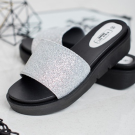 SHELOVET Gumové klínové pantofle šedá 2