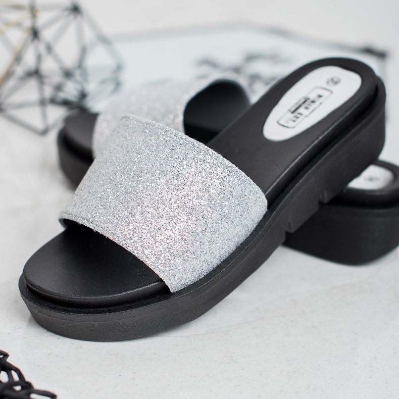 SHELOVET Gumové klínové pantofle šedá 2