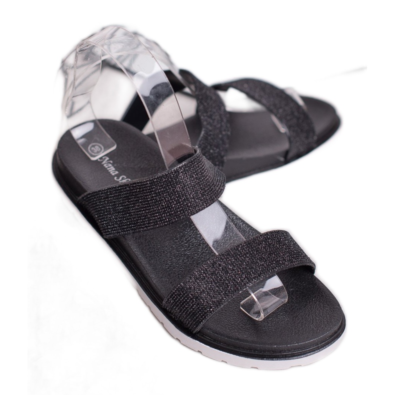 SHELOVET Gumové pantofle se třpytkami černá 1 SHELOVET Gumové pantofle se třpytkami černá 1