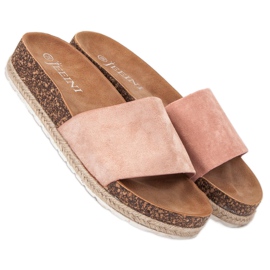 SHELOVET Semišové espadrilky růžový 1