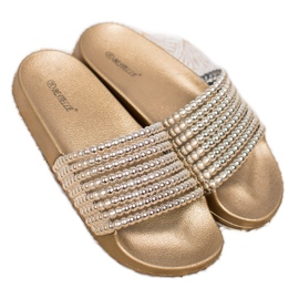 Bestelle Gumové pantofle s korálky žlutá 2