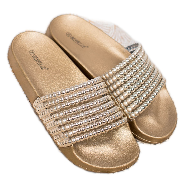 Bestelle Gumové pantofle s korálky žlutá 2