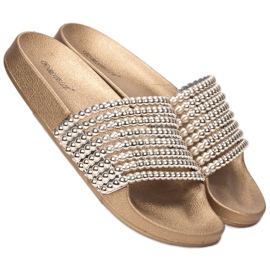 Bestelle Gumové pantofle s korálky žlutá 1