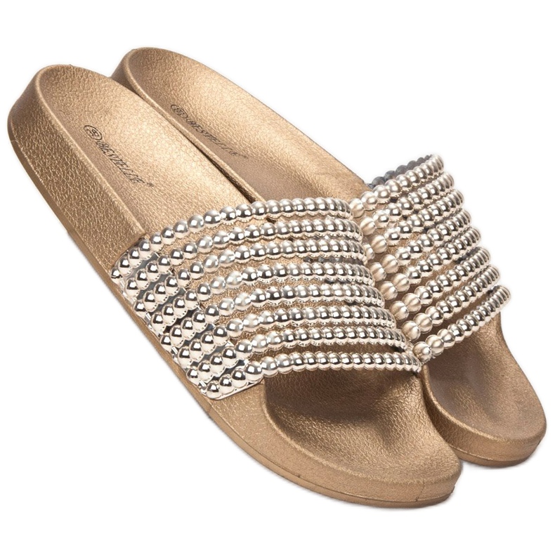 Bestelle Gumové pantofle s korálky žlutá 1