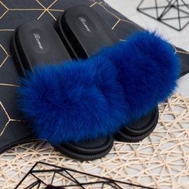 SHELOVET Pantofle s kožešinou modrý 1
