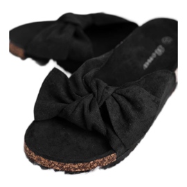 Bona Semišové pantofle s mašlí černá 3