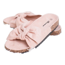 Bona Semišové pantofle s mašlí růžový 5