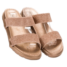 SHELOVET Gumové pantofle se třpytkami žlutá 1 SHELOVET Gumové pantofle se třpytkami žlutá 1